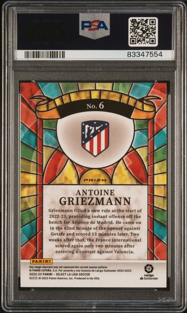 Panini Antoine Griezmann Stained Glass #6 2022 Select La Liga PSA 10