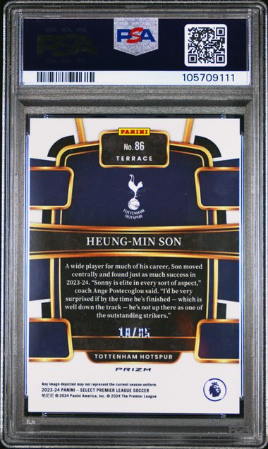 Panini Heun-Min Son 18/85 White Ice #86 2023-24 Select Premier League PSA 10