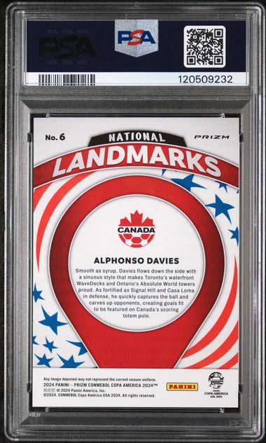 Panini Alphonso Davies National Landmarks #6 2024 Prizm Copa America PSA 10