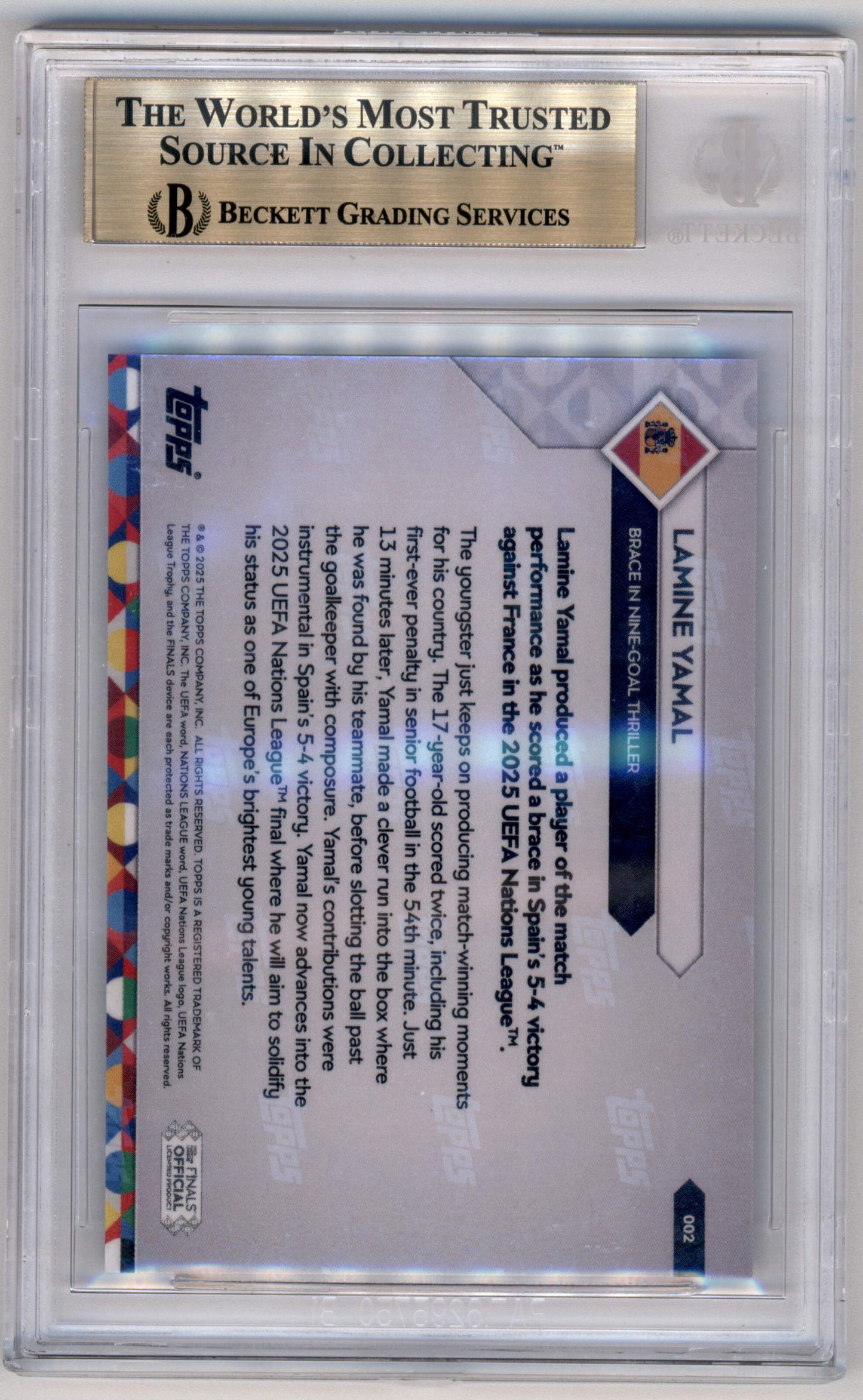Topps Lamine Yamal Brace In Nine-Goal Thriller #2 2025 Topps Now BGS 10