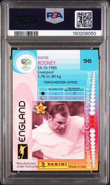 Panini Wayne Rooney #98 2006 World Cup Germany PSA 10