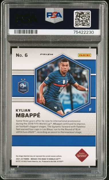 Panini Kylian Mbappe Peacock Choice #6 2021-22 Mosaic Fifa Road To The World Cup PSA 10