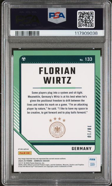 Panini Florian Wirtz 10/10 Optic Gold #133 2024-25 Donruss Fifa PSA 9