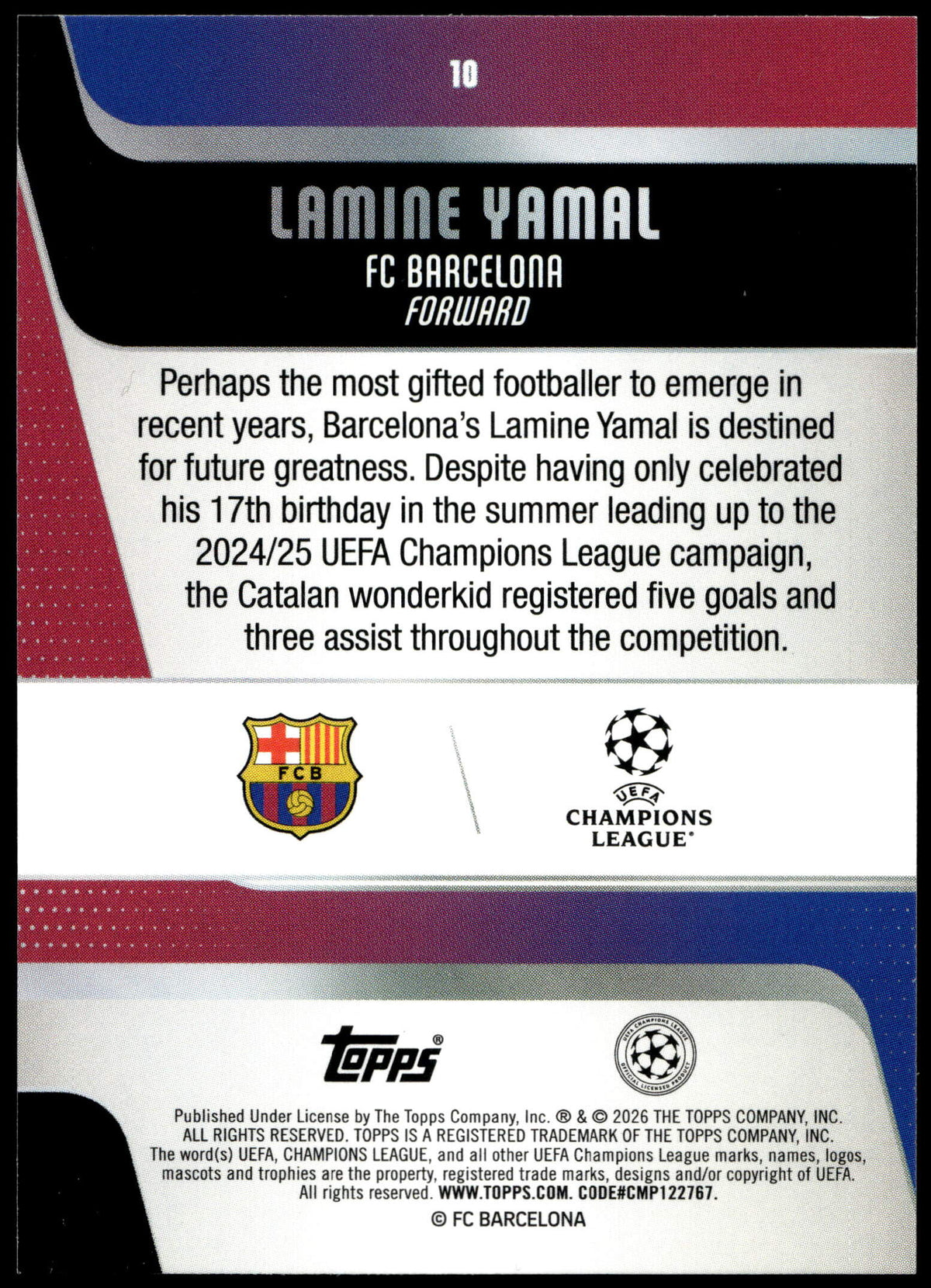 Topps Lamine Yamal 34/50 Gold #10 2025 Carnaval UCC