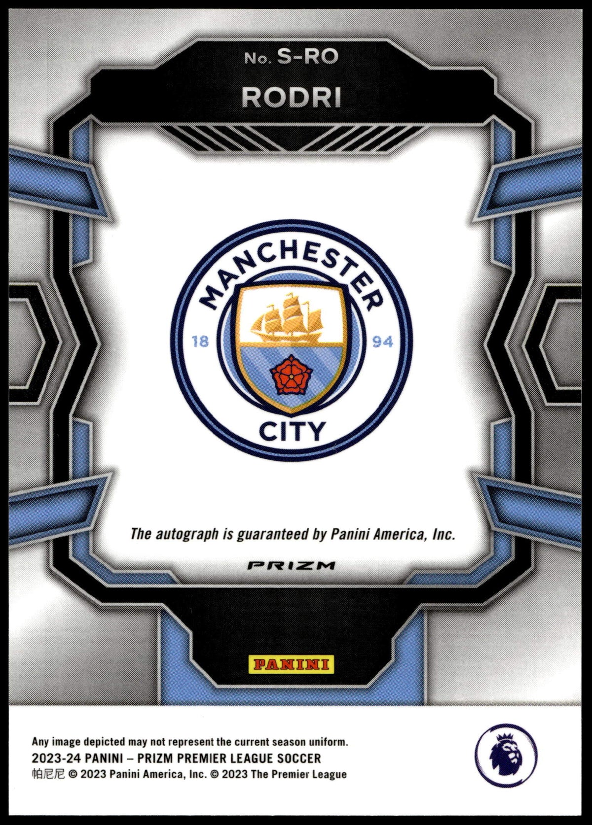 Panini Rodri Autograph Red #S-RO 2024 Prizm Premier League