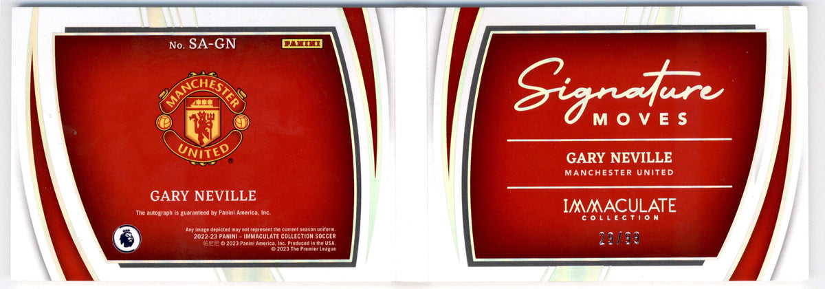 Panini Gary Neville 29/99 Signature Moves #SA-GN 2022-23 Immaculate Collection