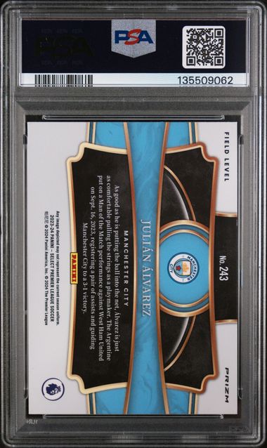Panini Julian Alvarez White Sparkle #243 2023-24 Select Premier League PSA 10