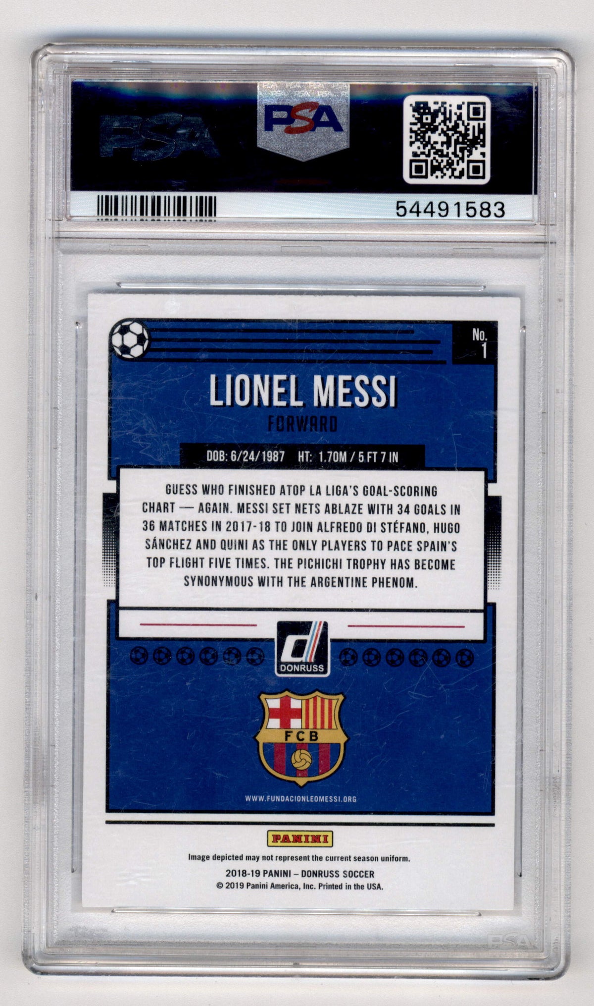 Panini Lionel Messi #1 2018 Donruss Soccer PSA 9