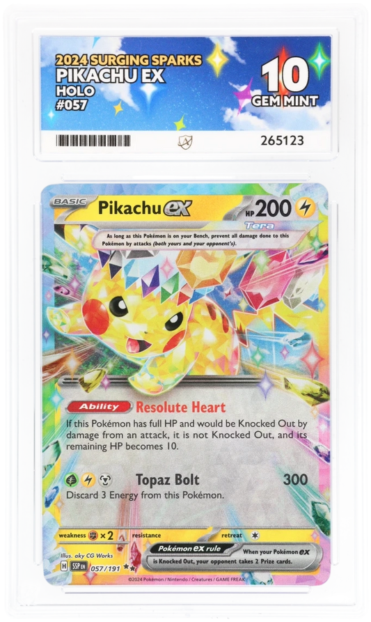 Pokemon Pikachu EX 057/191 Holo Pokemon Surging Sparks 2024 ACE10