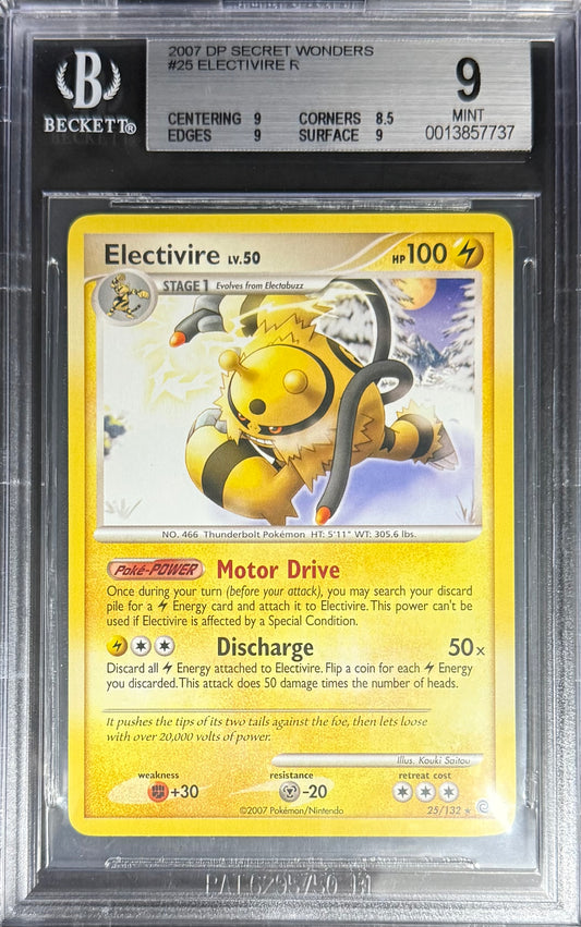 Pokemon Electivire 25/132 Pokemon DP Secrets Wonders 2007 Beckett BGS 9