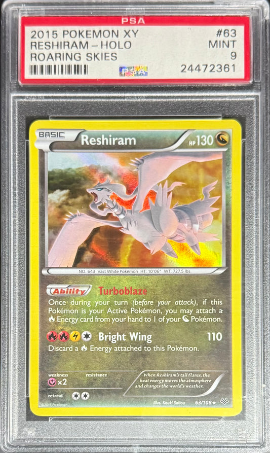 Pokemon Reshiram 63/108 Holo Pokemon XY Roaring Skies 2015 PSA9