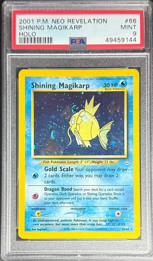 Pokemon Shining Magikarp 66/64 Holo (Swirl) Pokemon Neo Revolution 2001 PSA9