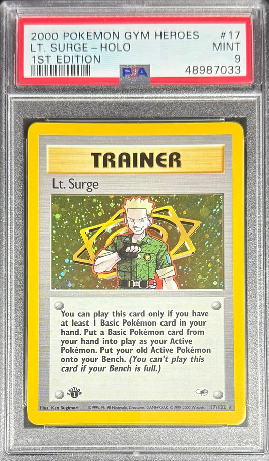 Pokemon LT. Surge 17/132 Holo Pokemon Gym Heros 1ST Edition 2000 PSA9