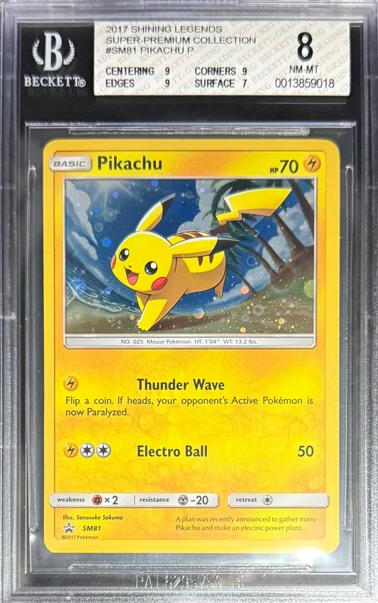 Pokemon Pikachu SM81 Pokemon Shining Legends Super- Premium Collection 2017 Beckett BGS 8