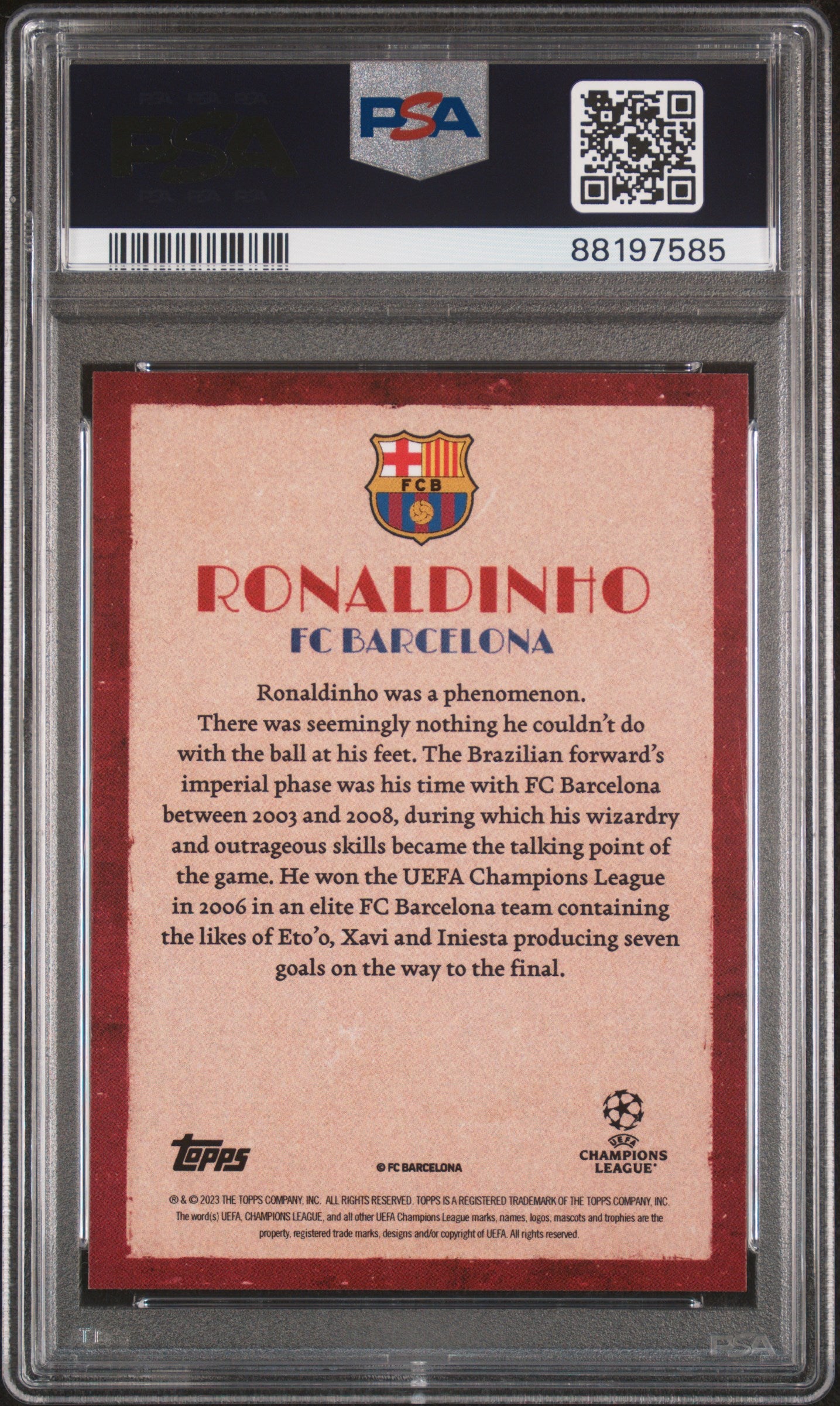 Topps Ronaldinho Artistry Card Deco UEFA Club Competitions 2023-24 PSA9