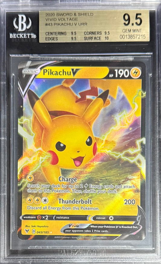 Pokemon Pikachu 43/185 Pokemon Sword & Shield Vivid Voltage 2020 Beckett BGS 9.5