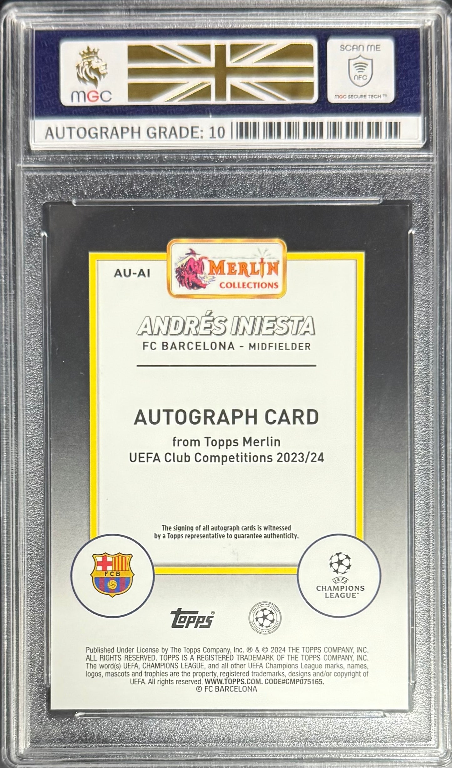 Topps Andreas Iniesta Blue Autograph Card /75 Merlin UEFA Club Competition 2024 MGC10