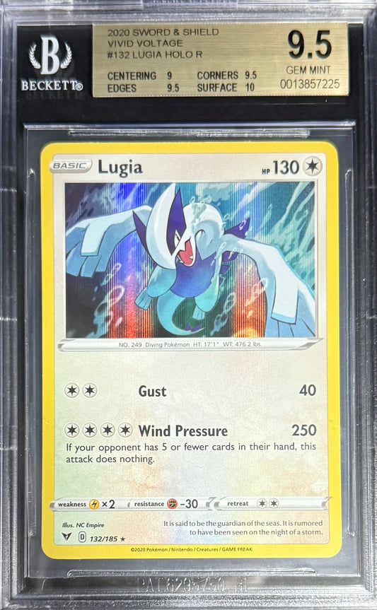 Pokemon Lugia 132/185 Holo Pokemon Sword & Shield Vivid Voltage 2020 Beckett BGS 9.5