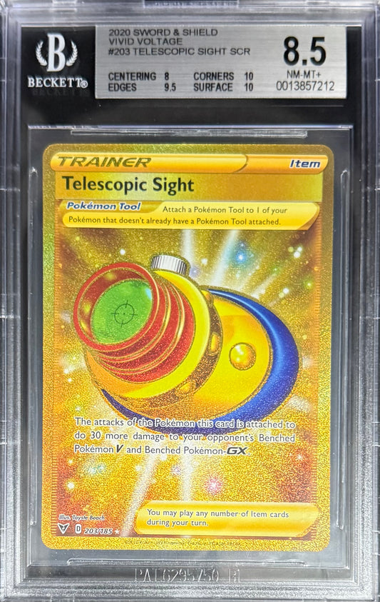 Pokemon Telescopic Sight 203/185 Pokemon Sword & Shield Vivid Voltage 2020 Beckett BGS 8.5