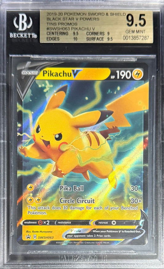 Pokemon Pikachu Pokemon Black Star V Powers Tins 2019-20 Beckett BGS 9.5