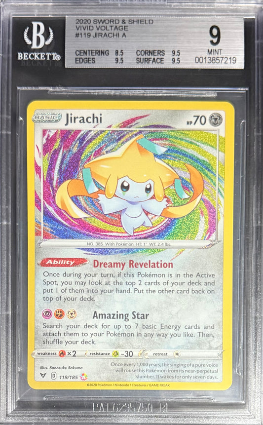 Pokemon Jirachi 119/185 Pokemon Sword & Shield Vivid Voltage 2020 Beckett BGS 9