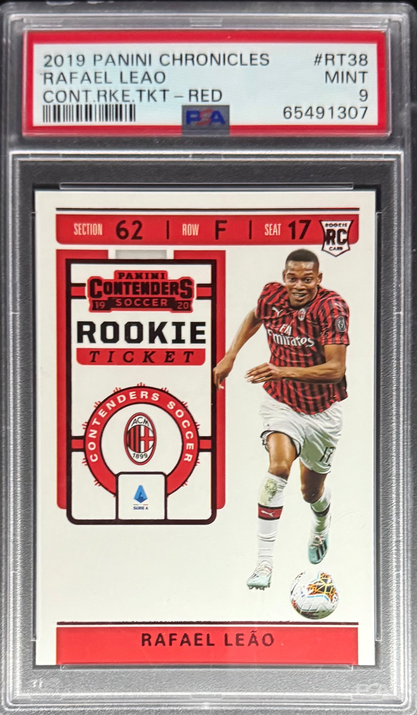 Panini Rafael Leao Red Rookie Ticket Card RC Panini Chronicles Series A 2019 PSA9