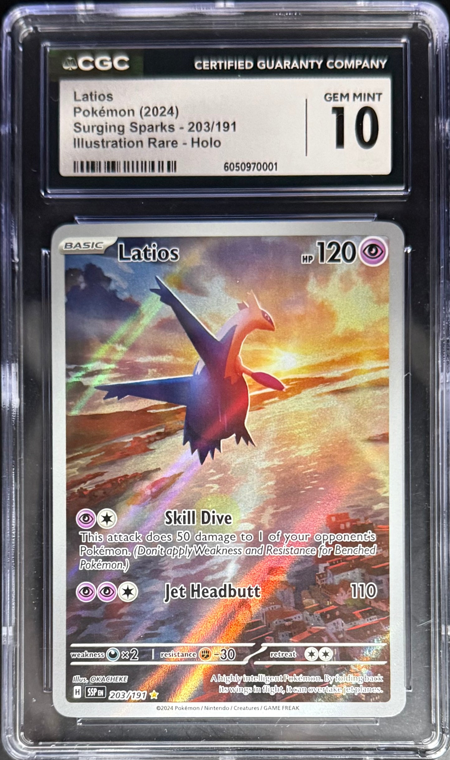 Pokemon Latios 203/191 Illustration Rare Holo Pokemon Surging Sparks 2024 CGC10