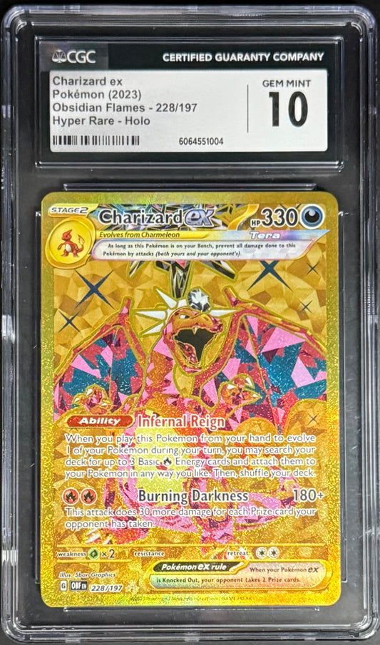 Pokemon Charizard 228/197 Hyper Rare Holo Pokemon Obsidian Flames 2023 CGC10