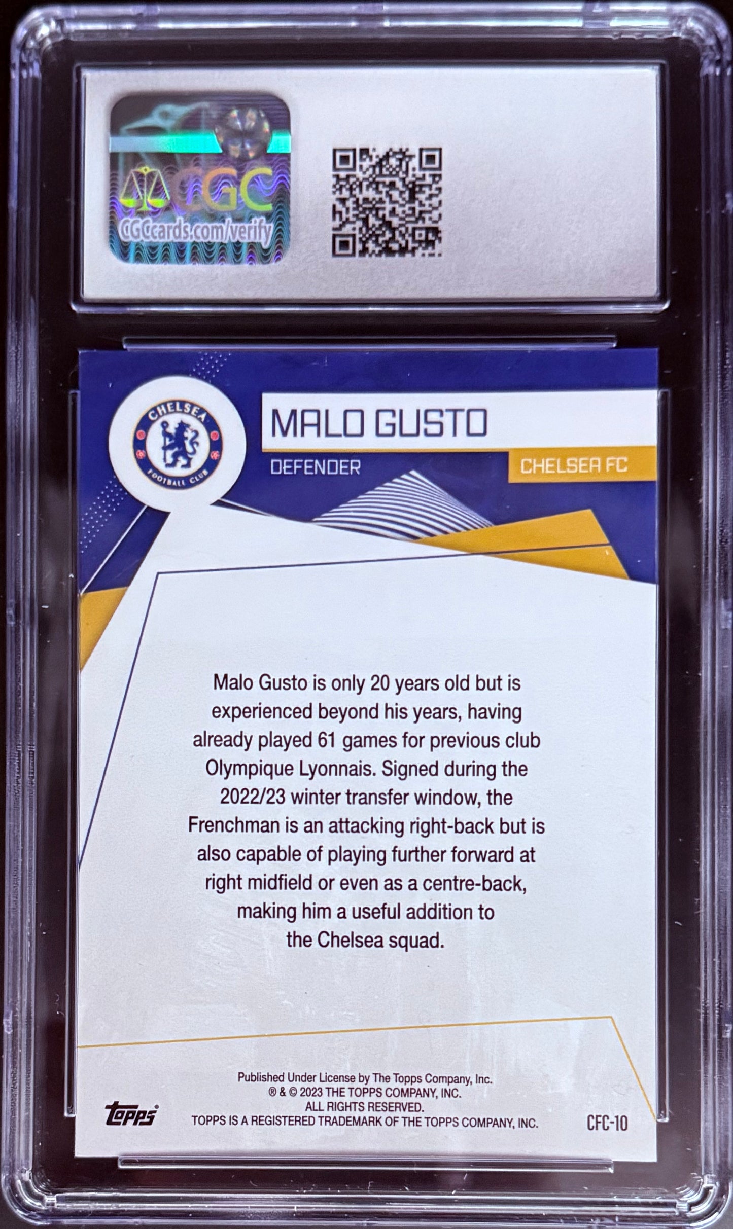 Topps Malo Gusto Base Card Chelsea FC Team Set 2022-23 CGC10