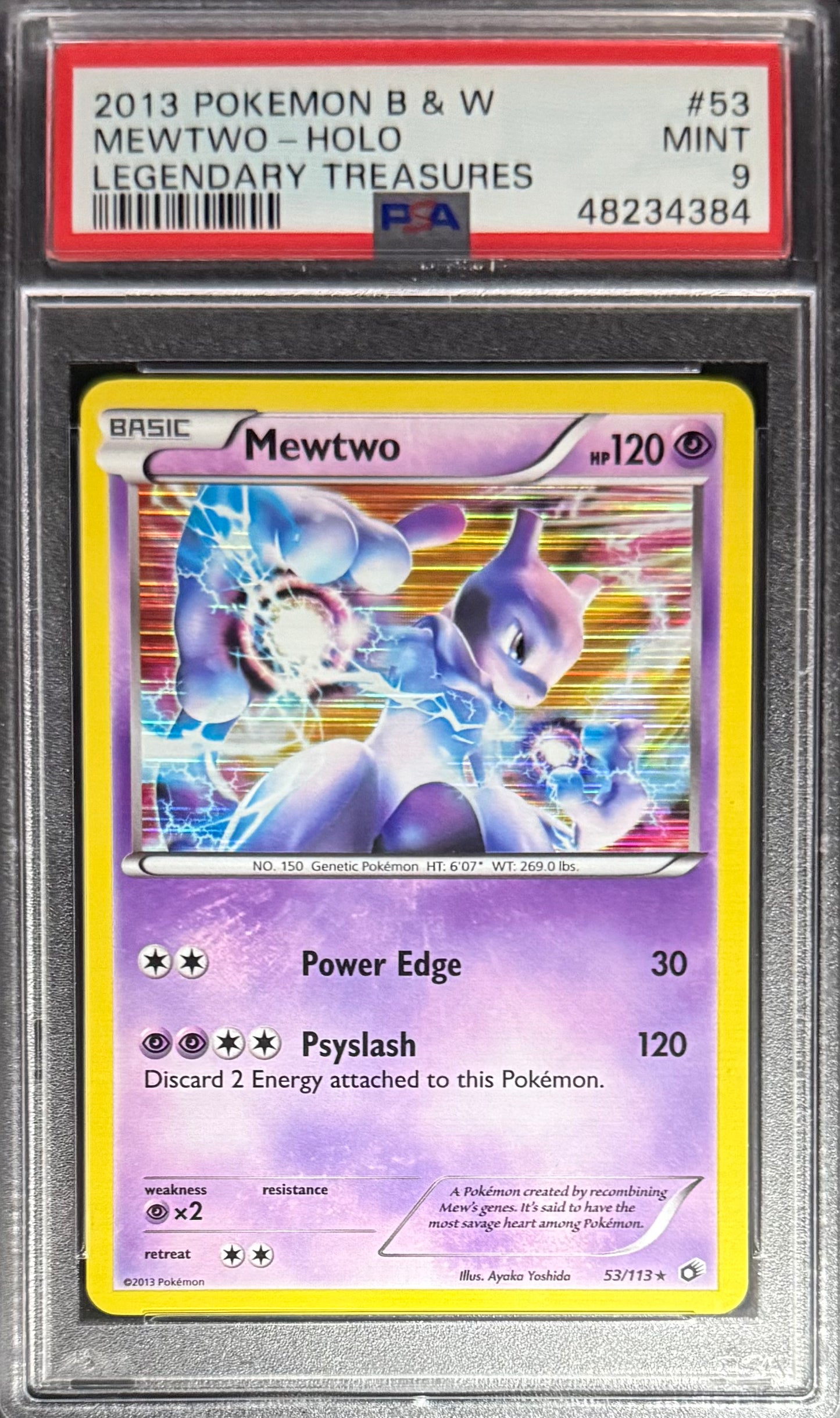 Pokemon Mewtwo 53/113 Holo Pokemon Black & White Legendary Treasures 2013 PSA9
