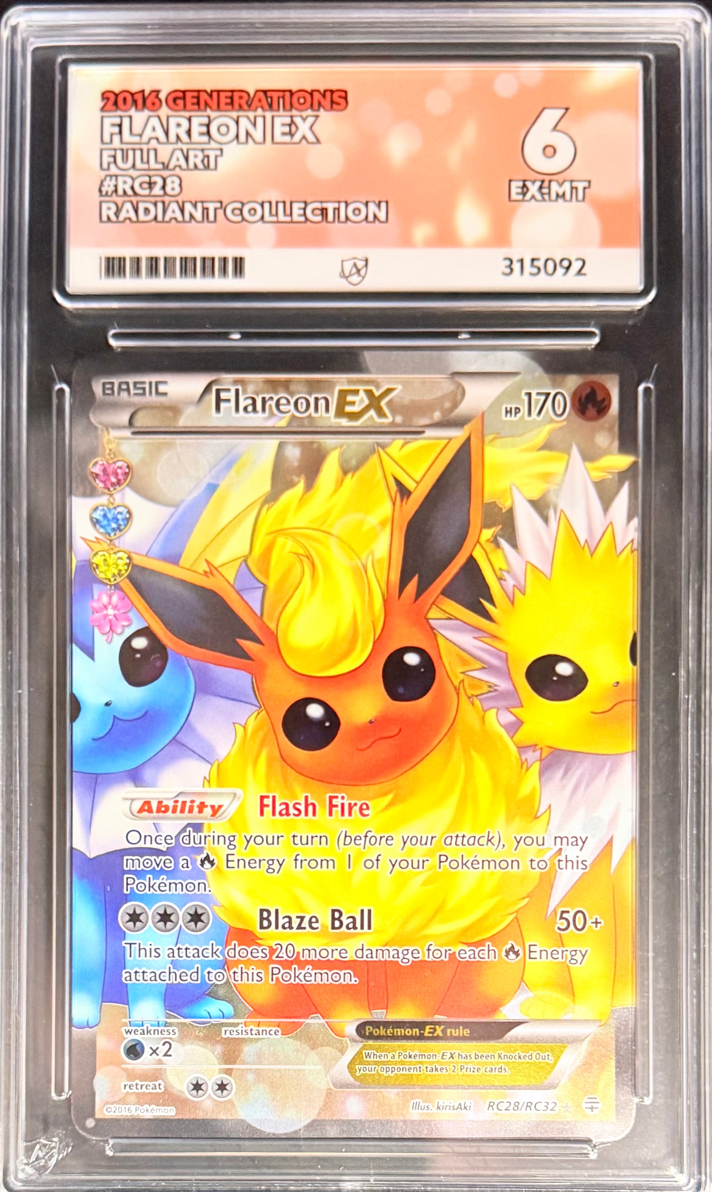 Pokemon Flareon EX RC28/RC32 Full Art Pokemon Generations Radiant Collection 2016 ACE6