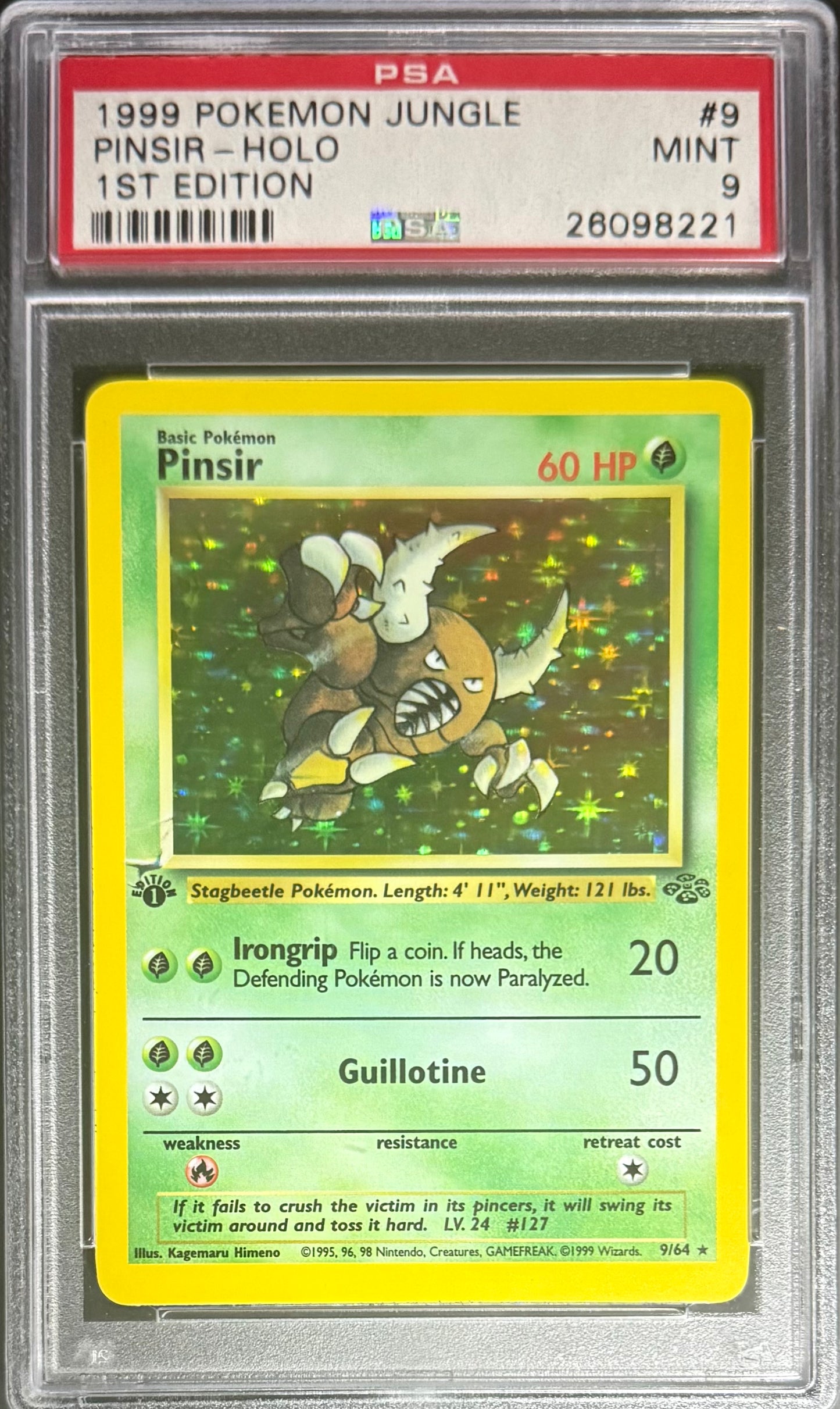 Pokemon Pinsir 9/64 Holo Pokemon Jungle 1ST Edition 1999 PSA9