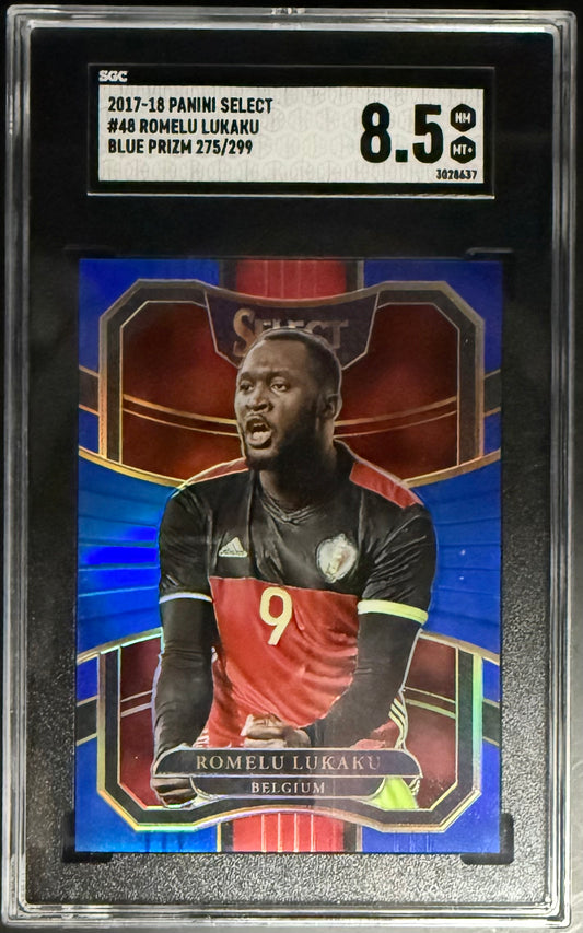 Panini Romelu Lukaku Blue Prizm /299 Panini Select 2017-18 #48 SGC 8.5