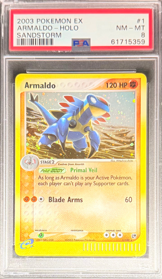 Pokemon Armaldo 1/100 Holo Pokemon EX Sandstorm 2003 PSA8