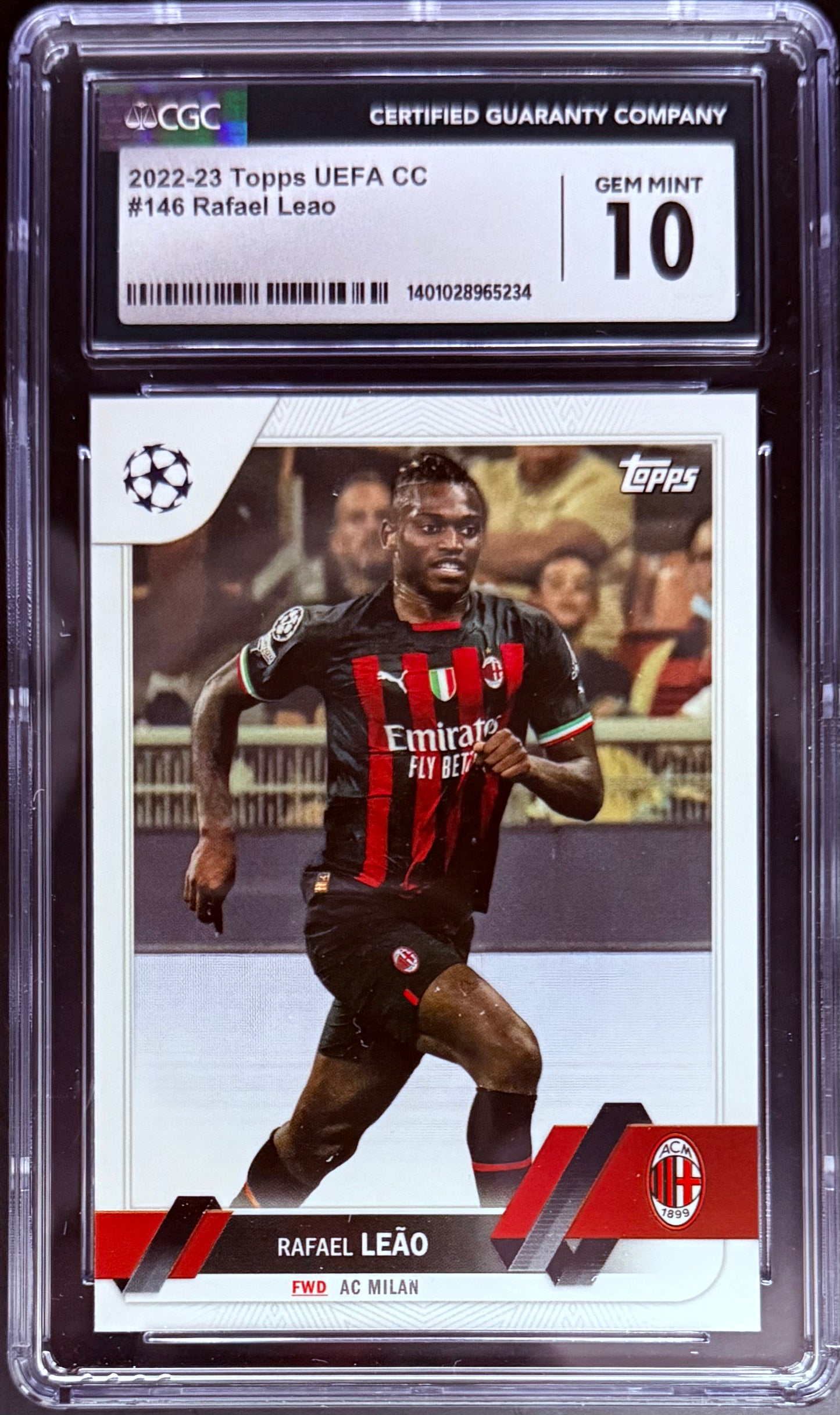 Topps Rafael Leao Base Card UEFA Club Competitions 2022-23 #146 CGC10