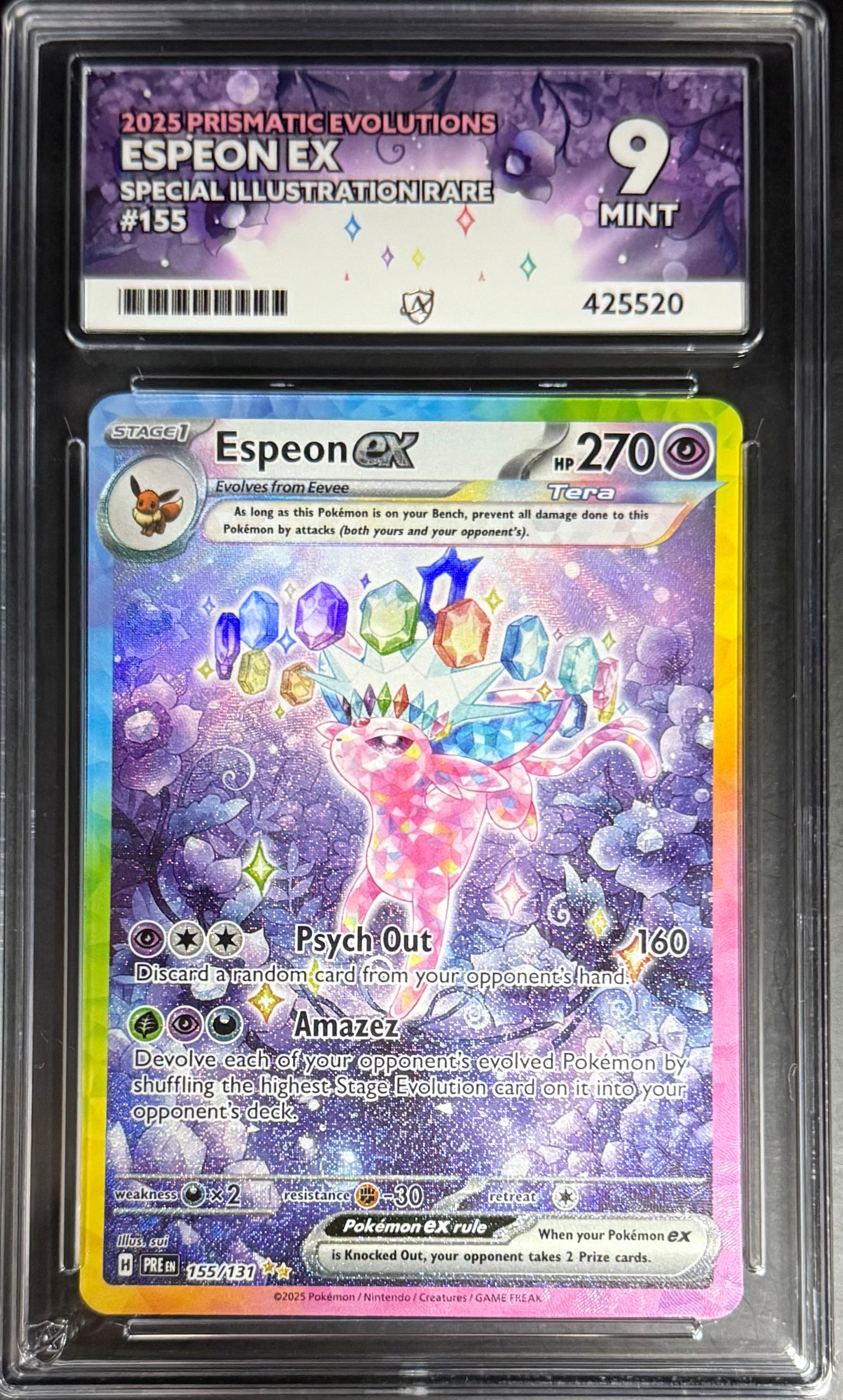 Pokemon Espeon EX 155/131 Special Illustration Rare Pokemon Prismatic Evolutions 2025 ACE9