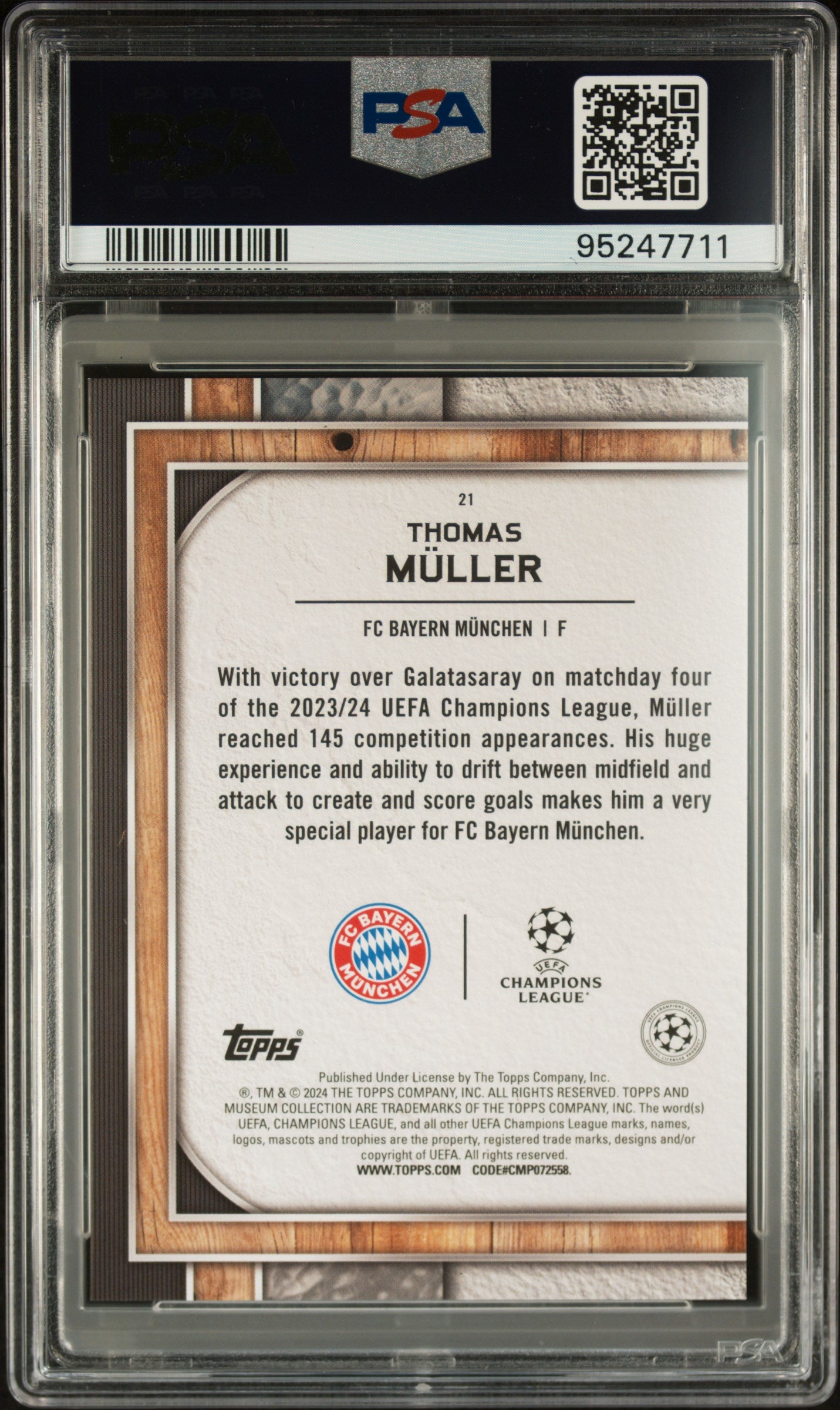 Topps Thomas Muller Gold Card /50 Museum Collection UCL 2023-24 #21 PSA8