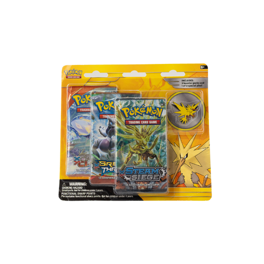 Pokémon XY 2016 Triple Blister Pack with Zapdos Pin