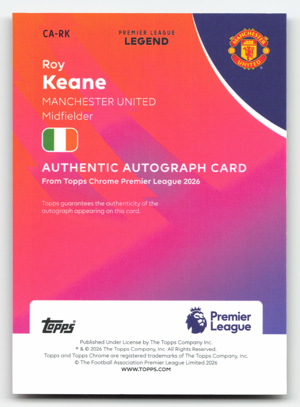 Topps Roy Keane 41/50 CA-RK 2026 Chrome Premier league · image 2 · SCD_GOOGLE_DRIVE:1_7NkK8QuwlIlRJGw-TwgZT6pufkOYl5R