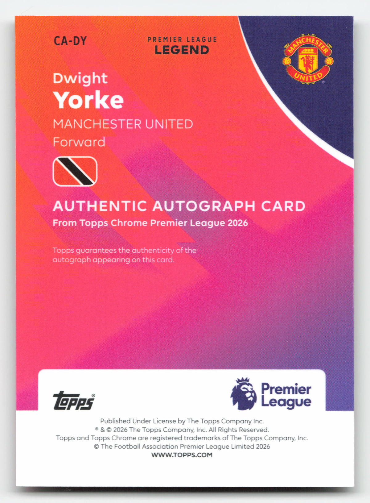 Topps Dwight Yorke 32/50 CA-DY 2026 Chrome Premier League · image 2 · SCD_GOOGLE_DRIVE:1nyKAwvSSryLqRyrWTs5F-uQnnL4KB-hT