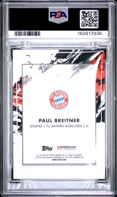 Topps Paul Breitner 4/5 legacy Red 2024-2025 Topps Inception Bundesliga PSA 10