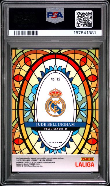 Panini Jude Bellingham Stained Glass #12 2025 Select La Liga PSA 10