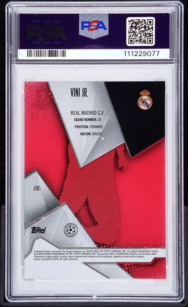 Topps Vini Jr 3/5 Red Crystal #53 2022-23 Crystal Premium Uefa Champions League PSA 10