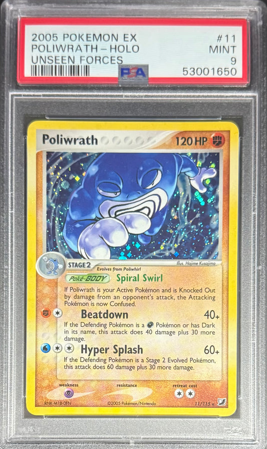Pokemon Poliwrath 11/115 Holo Pokemon EX Unseen Forces 2005 PSA9
