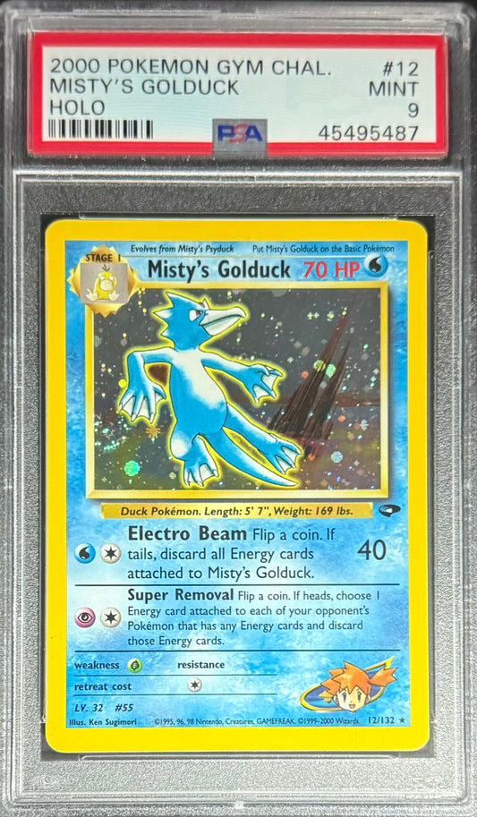 Pokemon Misty Golduck 12/132 Holo (Swirl) Pokemon Gym Challenge 2000 PSA9