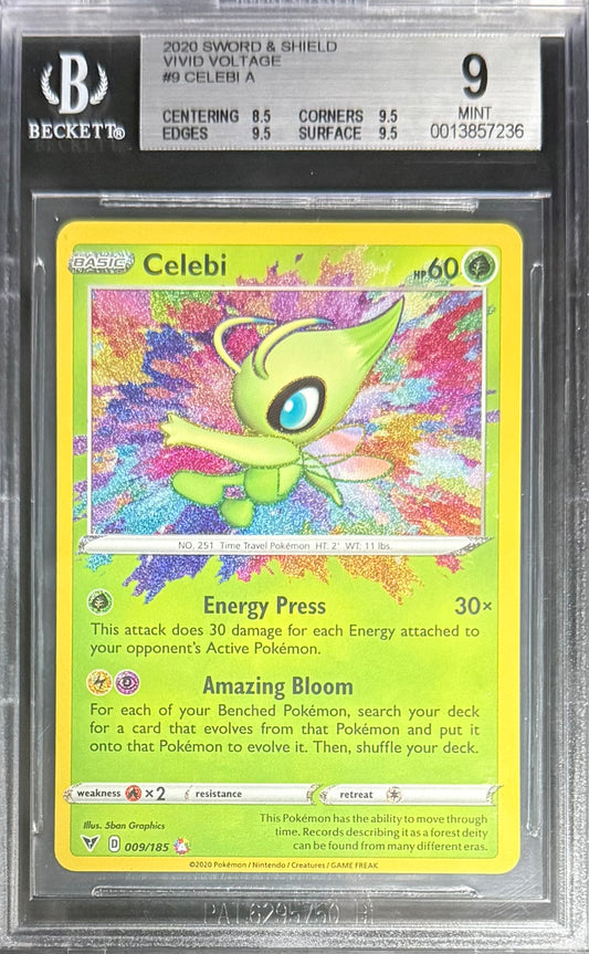 Pokemon Celebi 119/185 Pokemon Sword & Shield Vivid Voltage 2020 Beckett BGS 9