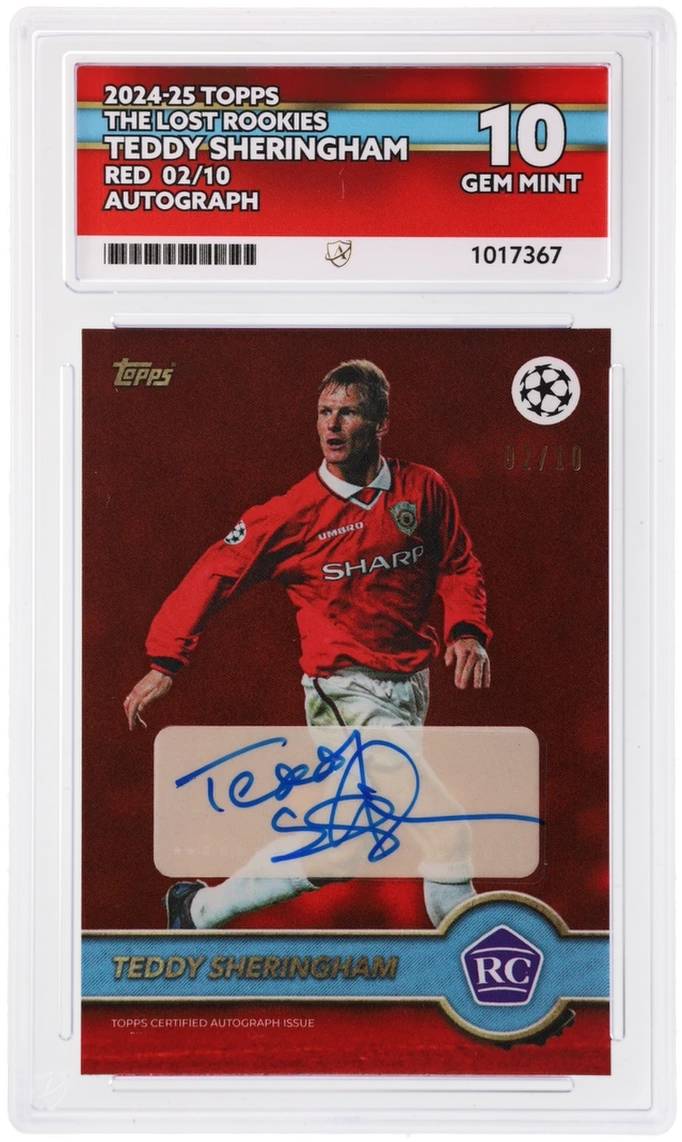 Topps Teddy Sheringham Red Autograph 02/10 2024/25 The Lost Rookies ACE 10