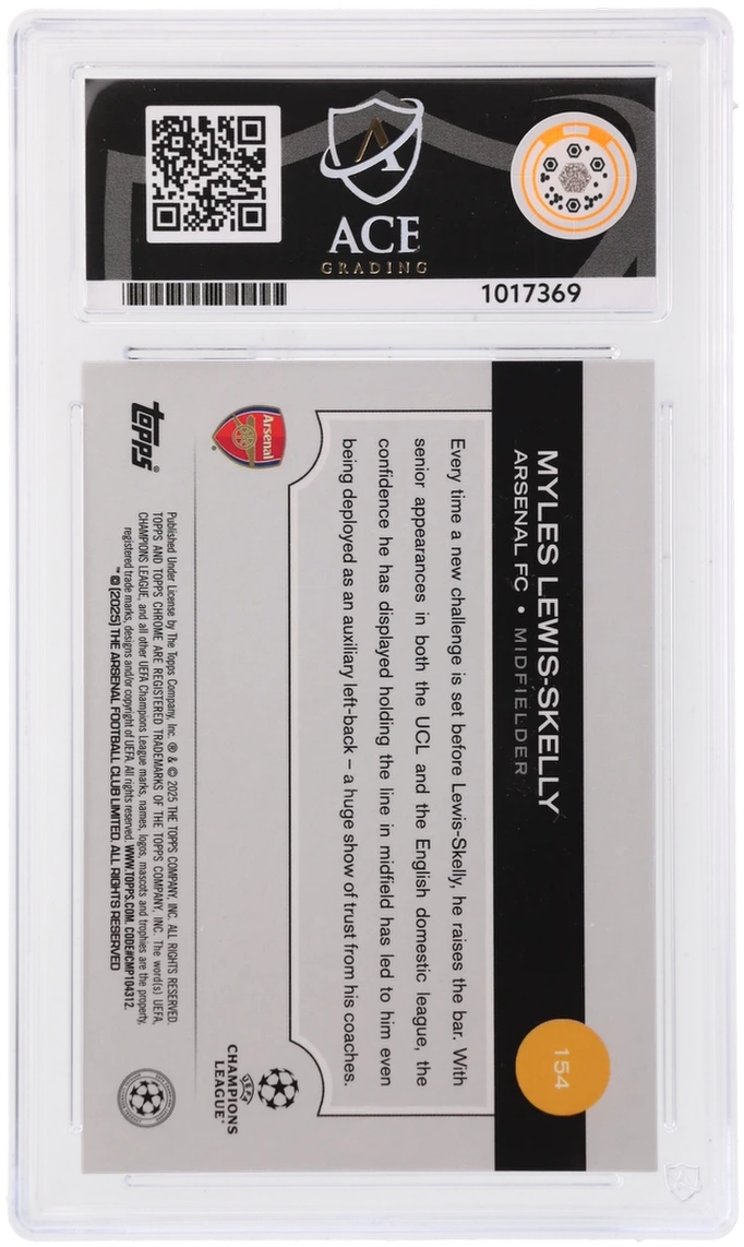 Topps Myles Lewis-Skelly Black Starball 04/10 #154 2024/25 Chrome Logofractor UCC ACE 10
