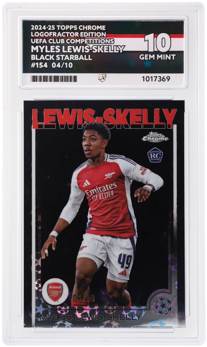 Topps Myles Lewis-Skelly Black Starball 04/10 #154 2024/25 Chrome Logofractor UCC ACE 10