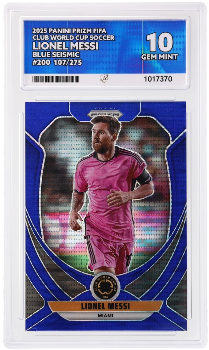 Panini Lionel Messi Blue Seismic 107/275 #200 2025 Prizm Club World Cup Soccer ACE 10